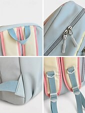 cheap Kids &amp; Teen Backpacks-Women's Macaron Color Polyester Backpack, Large Capacity School Bag with Adjustable Straps for Middle School Girls, Back to School, Travel, Outdoor Sports