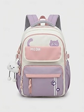 Недорогие Kids &amp; Teen Backpacks-Tween Girls Colorblock Cat Backpack, Cute Japanese Style School Bookbag for Middle School Students with Large Capacity and Multi-Pocket Storage