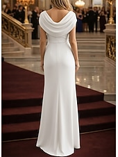 economico Abiti da Sera a Linea A-Linea ad A Tubino Colonna Lunghezza al pavimento Abito da Sera Elegante Floreale Senza Maniche Scollo a Cascata Matrimonio Formale Tasca Tessuto Elasticizzato Tessuto Lurex con Arricciato