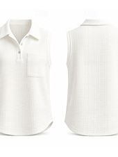 preiswerte Einfacher Tank-Damen Waffel-Tanktop Poloshirts T-Shirt Tasche Stilvoll Klassisch Ärmellos Hemdkragen Normale Oberteile Lässig Strand Wochenende Blau Schwarz Rosa Rote Sommer Frühling