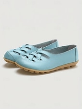 economico Ballerine da donna-Scarpe slip-on da donna gialle intrecciate con intagli, comode scarpe basse casual con suola morbida, calzature traspiranti per camminare in vacanza &amp; quotidiano