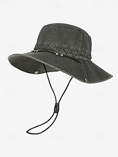 voordelige Herenhoeden-Vintage western cowboy zonnehoed voor heren, veelkleurige polyester outdoorhoed met opvouwbare rand en kinband, ideaal voor vakanties, wandelen, vissen en dagelijks gebruik.