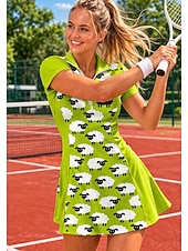 voordelige Dames jurk-Dames Tekenfilm Sportkleding Tennispolojurk Korte mouw Kwart ritssluiting UPF50+ Elastisch Zweetafvoerend Ademend Volleybal Tennis Golf Strijkijzer Opstaand Jurken Groen Tenniskleding