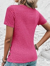 economico T-shirt semplice-Per donna Maglietta Tinta unica Moda Classico Casual Manica Corta Scollo a V Top Regolari Quotidiano Uscire Weekend Verde militare Rosso Viola Rosa Grigio Estate Primavera
