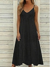  Női Midi ruha Fehér ruha hétköznapi ruha nyári ruha Eyelet ruha Divat Modern Napi Tengerpart Szabadság Normál Virágos Ujjatlan V-alakú Fekete Fehér Arcpír rózsaszín Bíbor Nyár Tavasz