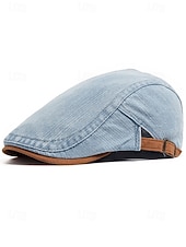 economico Cappelli da uomo-Berretto regolabile da uomo in denim e cotone, modello newsboy a cappello piatto multicolore, ideale per vacanze al mare, viaggi, guida e abbigliamento casual di tutti i giorni.