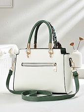 Χαμηλού Κόστους Τσάντακι &amp; Totes-Γυναικεία τσάντα χειρός με κέντημα και λουλούδι, με διακοσμητικό κασκόλ, από συνθετικό δέρμα, σε πολλά χρώματα, κομψό, casual στυλ, ιδανική για καθημερινή χρήση, γραφείο και κοινωνικές συγκεντρώσεις.