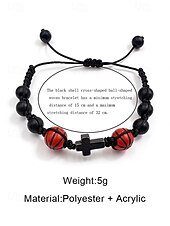 abordables Accesorios-Pulsera deportiva para hombre de materiales mixtos con motivos de fútbol y baloncesto. &amp;Cuentas de fútbol, tamaño ajustable, accesorio de apoyo para aficionados, ropa informal para el día del partido,