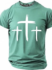 abordables Camisetas de fe-Hombre Cruz Camiseta Manga Corta Camiseta Impresión 3D Cuello Barco Camisa Moda Design Sencillo Casual Diario Fiesta Rojo Verano Primavera Ropa S M L XL XXL XXXL