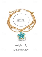 economico Bracciale da donna-Cavigliera da donna boho con ciondolo a fiore in lega, catena a strati multicolore per vacanze al mare, resort estivi e abbigliamento casual di tutti i giorni.