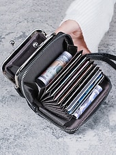abordables Portefeuilles-Portefeuille-bracelet en similicuir pour femme, grande capacité, avec plusieurs emplacements pour cartes et porte-monnaie, disponible en plusieurs couleurs, idéal pour le shopping, les voyages, le