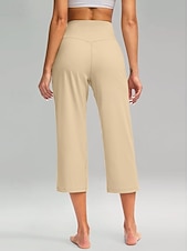 cheap Straight-Leg Pants-Women's Wide Leg Chinos Vacation Classic Style Basic Capris High Waist Plain Pocket Comfy Comfort Soft Stretchy Casual Gym Yoga Apricot Black White Army Green Spring Regular Fit