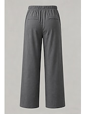 abordables Pantalones de pierna recta-Mujer Pantalones Rectos Vacaciones Básico Longitud total Media cintura Comodidad Rígido Diario Negro Caqui Beige Café Verano Primavera Otoño