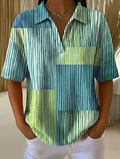  Damen Sommeroberteile Grafik Geometrisch Elegant Vintage Ärmellos Kurzarm Hemdkragen Normale Oberteile Lässig Täglich Schwarz Gelb Violett Purpur Orange Sommer Frühling