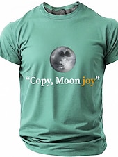 preiswerte Magliette divertenti da uomo-Men's "Copy, Moon joy" Full Moon Graphic T Shirt Short Sleeve Crew Neck Astronomy Space Lover Sarcastic Humor Quote Teal Blue Relaxed Fit Birthday Gift Designer Clothing Apparel