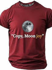 preiswerte Magliette divertenti da uomo-Men's "Copy, Moon joy" Full Moon Graphic T Shirt Short Sleeve Crew Neck Astronomy Space Lover Sarcastic Humor Quote Teal Blue Relaxed Fit Birthday Gift Designer Clothing Apparel