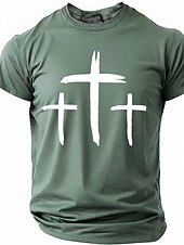 abordables Camisetas de fe-Hombre Cruz Camiseta Manga Corta Camiseta Impresión 3D Cuello Barco Camisa Moda Design Sencillo Casual Diario Fiesta Rojo Verano Primavera Ropa S M L XL XXL XXXL