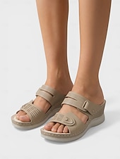 cheap Comfort Sandals-Women's Green Wedge Sandals – Adjustable Strap Comfort Sandals with Arch Support, Lightweight Cushioned Walking Shoes for Travel, Daily Wear, Outdoor Walking &amp; Garden Leisure