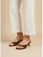 billiga Slide Sandaler-Svarta flip-flop-sandaler med kitten heel för kvinnor – minimalistiska mules med v-remmar för sommarfester, utekvällar och avslappnade, eleganta looks