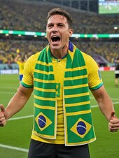 お買い得  アクセサリー-ブラジル国旗柄のメンズポリエステルタオルスカーフ。サッカーの試合観戦、スタジアムイベント、スポーツ観戦、普段使いに最適な、柔らかいサッカーファン応援スカーフです。