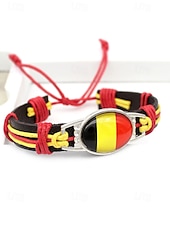 abordables Accesorios-Pulsera de hombre de piel sintética y acrílico con la bandera nacional, pulsera multinacional para aficionados al fútbol, para el día del partido, para animar en el estadio, para ropa deportiva informal y para el día a día.