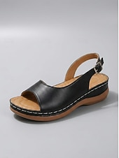voordelige Platte Sandalen-Witte slingback sandalen voor dames - comfortabele sandalen met verstelbare gespsluiting, ideaal voor casual uitjes, zomerse stranddagen en dagelijks gebruik.