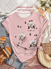 cheap Animals tee-Easter Women's T Shirt Print Graphic Animal Cartoon Fashion Stylish Classic Short Sleeve Crew Neck Regular Tops Casual Daily Weekend Blue Light Beige Black Pink Purple Summer Spring