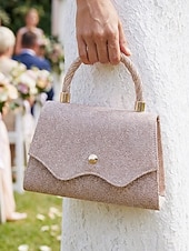 preiswerte Clutches &amp; Taschen für die Abendgarderobe-Elegante Damenhandtasche mit Henkel und Kette, glänzende Abendclutch aus Polyester, in verschiedenen Farben erhältlich, mit funkelnden Details, perfekt für Hochzeiten, Partys und besondere Anlässe.
