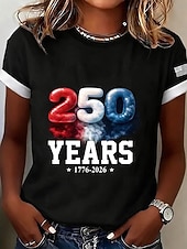 tanie Dzień Niepodległości Top-Amerykański Dzień Niepodległości Damskie Podkoszulek Nadruk Graficzny Flaga Ameryki Zabytkowe Elegancki Klasyczny Krótki rękaw Półgolf Zwykłe topy Codzienny Weekend Czarny Lato Wiosna