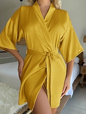 Χαμηλού Κόστους Γυναικείες ρόμπες-Γυναικεία Σαλόνια Ρόμπα Μοντέρνα Καθημερινό Μονόχρωμες Σατέν Μεταξωτές Πιτζάμες Πιτζάμες Κουρελού Φορέματα Σορτσάκια Σπίτι Διακοπές Κοντομάνικο Λαιμόκοψη V