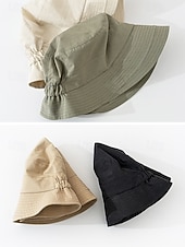 abordables Sombreros de mujer-Sombrero de pescador informal de algodón para mujer, sombrero de sol elástico ajustable en varios colores para vacaciones en la playa, uso diario informal, viajes y estilo veraniego al aire libre.