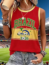  Per donna Canotta Grafico Geometrico Squadra di calcio Vintage Elegante Classico Senza Maniche Girocollo Top lunghi Casuale Quotidiano Blu Nero Giallo Rosso Estate Primavera
