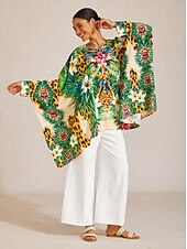 abordables chemises, hauts et chemisiers-tropical tentation - Blouse fluide en mousseline à manches chauve-souris