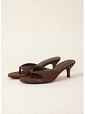 billiga Slide Sandaler-Svarta flip-flop-sandaler med kitten heel för kvinnor – minimalistiska mules med v-remmar för sommarfester, utekvällar och avslappnade, eleganta looks
