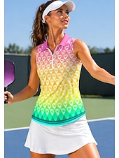 voordelige Dameshirt-Dames Geometrisch Tops Sportshirt Wandelen poloshirt Tennisshirt Mouwloos Vetoketju Bloemig UPF50+ UV-bestendig Hoge Elasticiteit Vochtregelerend Ademend Volleybal Tennis Golf Kraag Strijkijzer Hemd