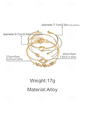 economico Bracciale da donna-Set di 4 bracciali da donna in lega, stile bohémien, impilabili, perfetti per le vacanze al mare, l'uso quotidiano e gli outfit estivi.