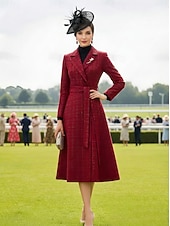 رخيصةأون طول الشاي-فستان حفلة شاي بطول A-Line، فستان كوكتيل، فستان ضيوف الزفاف، فستان والدة العروس، فستان بأكمام طويلة، ياقة على شكل V، أنيق، عتيق، حفلة رسمية مع الترتر