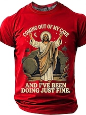  Camisa T-Shirt Cristiana Graciosa Hombre Biblia Salí de mi cueva y he estado muy bien Resurrección de Jesús Meme Humor Camiseta Gráfica Casual de Manga Corta Regalo para la Iglesia Ropa de Diseñador