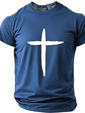  Hombre Cruz Camiseta Manga Corta Camiseta Impresión 3D Cuello Barco Camisa Moda Design Sencillo Casual Diario Fiesta Rojo Verano Primavera Ropa S M L XL XXL XXXL