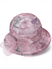 economico Cappelli da donna-Cappello da sole da donna in stile bohémien, traspirante e leggero, in poliestere, con fantasia floreale multicolore e fiocco, perfetto per le vacanze al mare, l'uso quotidiano e i viaggi estivi.