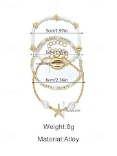 Χαμηλού Κόστους Γυναικείο βραχιόλι-Σετ γυναικείων ελαστικών βραχιολιών μποέμ στυλ, 3 τεμάχια, υλικό κράματος αλουμινίου, χρώματα χρυσού &amp; ασημί, ρυθμιζόμενη εφαρμογή, ιδανικό για διακοπές στην παραλία, casual καθημερινή χρήση