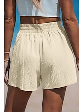 tanie Podstawowe fałszywe dno-Damskie Sztuczna bawełna len Typu Chino Szorty Letnie szorty Urlop Moda Moda miejska Krótki Wysoka talia Równina Kieszeń Elastyczny pas Wygodne Komfort Miękka Elastyczny Na zewnątrz Urlop Ulica