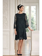 billiga Te Längd-Åtsmitande Kort mini Festklänning Cocktail klänning Bröllopsgästklänning Klänning till brudens mor 3/4 ärm Prydd med juveler Elegant Bröllopsgäst Bröllopsfest Spets Tyll med Applikationsbroderi