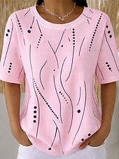  Női Gofris póló Textúrált kötött topok Nyári felsők Grafika Mértani Stílusos Klasszikus Rövid ujjú Terített nyak Kerek Normál felsők Hétköznapi Napi Medence Fehér Arcpír rózsaszín Lóhere Nyár Tavasz