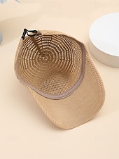 baratos Chapéus Femininos-Chapéu feminino boêmio em poliéster trançado, diversas cores, leve e com proteção solar, ideal para férias na praia, lazer ao ar livre e uso casual diário.