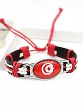 abordables Accesorios-Pulsera de hombre de piel sintética y acrílico con la bandera nacional, pulsera multinacional para aficionados al fútbol, para el día del partido, para animar en el estadio, para ropa deportiva informal y para el día a día.