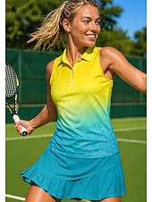 abordables Camisa de Mujer-Mujer Degradado Camisa deportiva Camisas de polo Camiseta sin mangas Camiseta de tenis Sin Mangas Floral Botones UPF50+ Resistente a los rayos UV Alta elasticidad Dispersor de humedad Transpirable