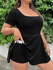 cheap Dress Sets-Women's Two Piece Sets Skirt Sets Short Sleeve Square Neck Plain Fashion Streetwear Casual Daily Outdoor Black Brown Gray Summer Slim