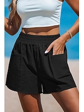 tanie Podstawowe fałszywe dno-Damskie Sztuczna bawełna len Typu Chino Szorty Letnie szorty Urlop Moda Moda miejska Krótki Wysoka talia Równina Kieszeń Elastyczny pas Wygodne Komfort Miękka Elastyczny Na zewnątrz Urlop Ulica