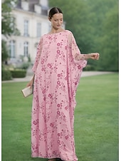 economico Lunghezza del pavimento-Linea ad A Abito Lunghezza al pavimento Abito da invitata a nozze Abito Formale Abito da sera Abito da cerimonia per signora Mezza Manica Scollo a Barca Elegante Semplice Abbellito Formale Chiffon